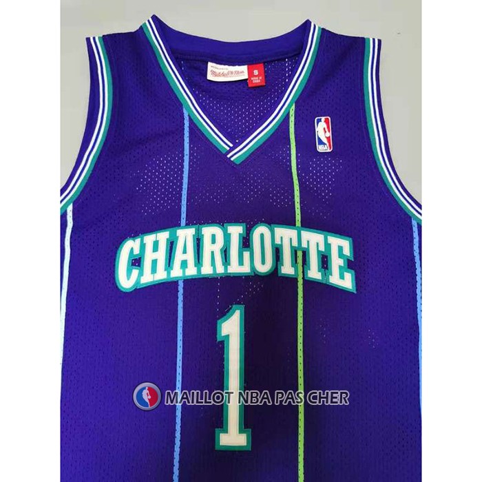 Maillot Charlotte Hornets Muggsy Bogues NO 1 Mitchell & Ness 1994-95 Volet